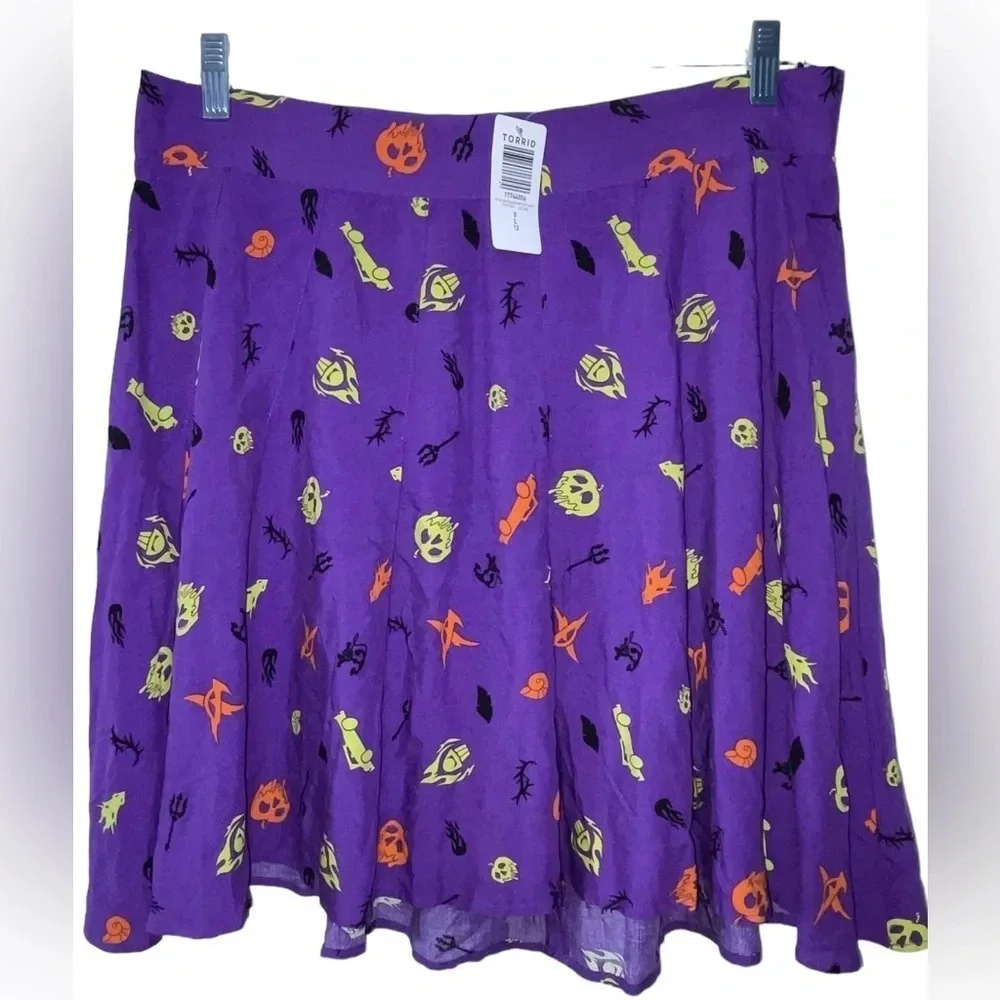 Disney Villains Torrid Halloween Women’s Mini Skater Skirt Challis Purple Size 0 - Picture 1 of 8